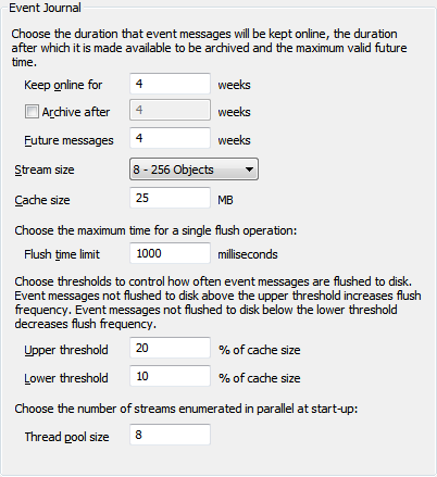 Event Journal Settings