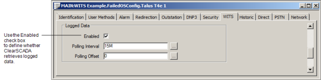 Logged Data Settings on WITS Outstation Form