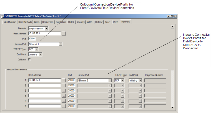 Network tab Device Profile Settings