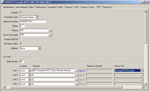 WITS Outstation Form - PSTN tab